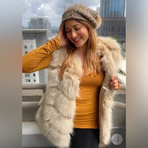 Faux Fur Vest with Mustard Dress
